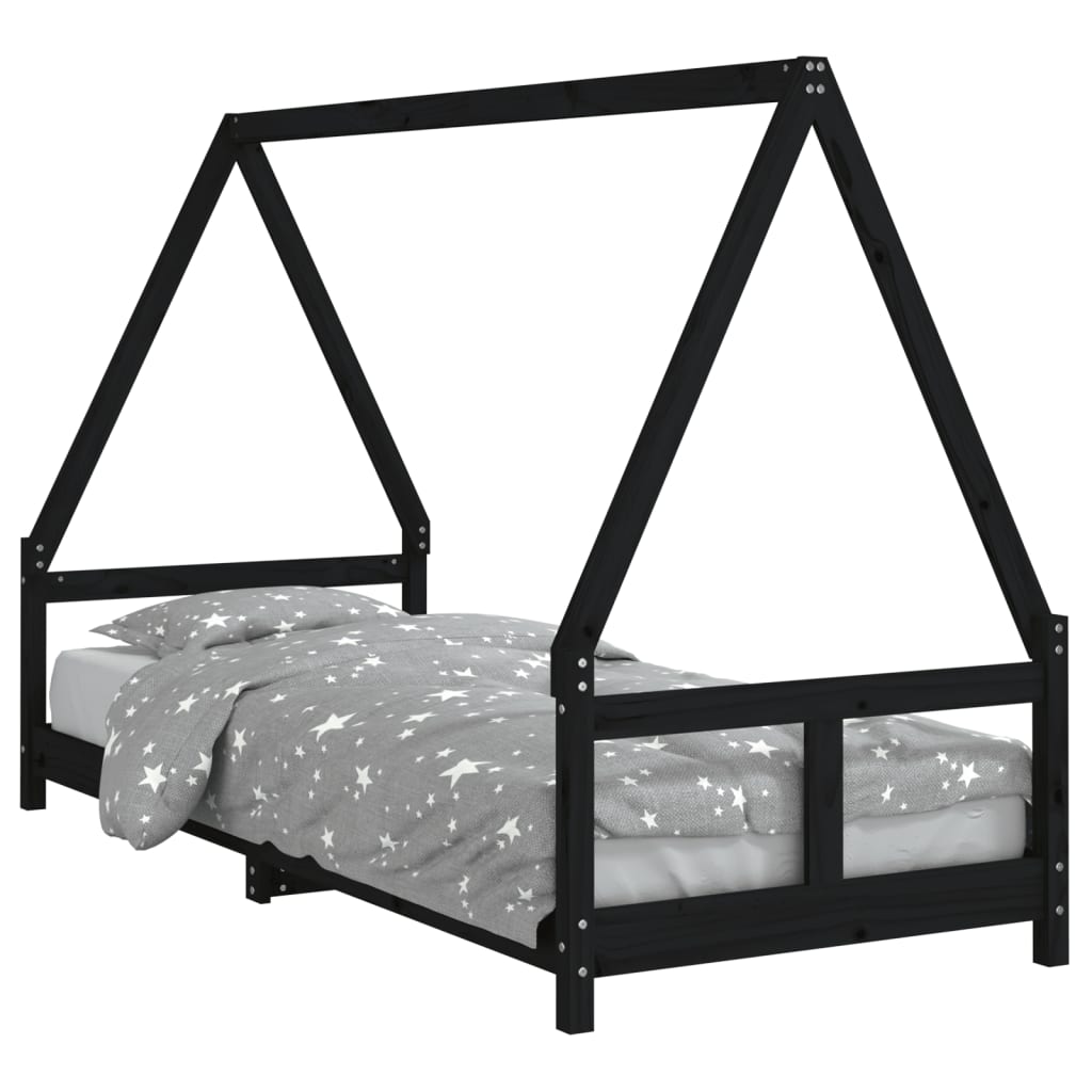 Vidaxl kinderbedframe 80x200 cm massief grenenhout zwart
