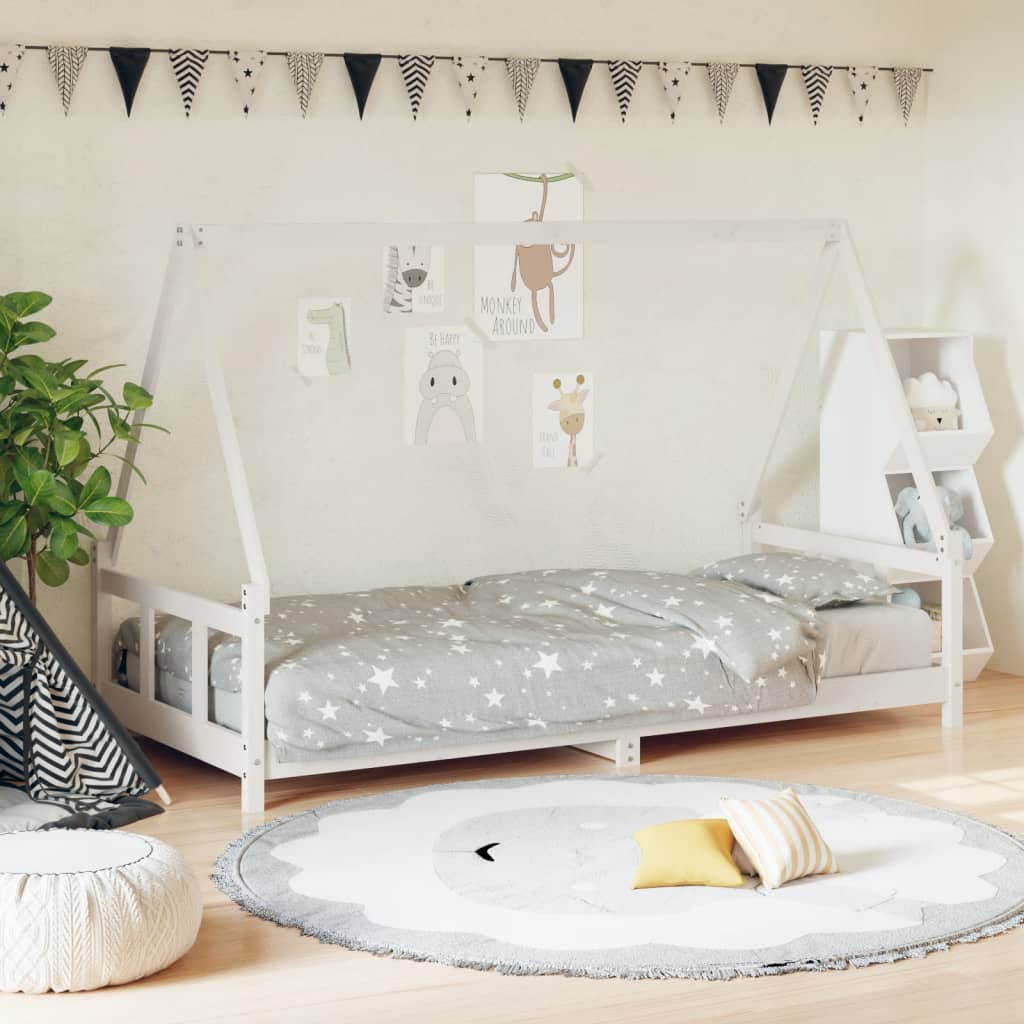 Vidaxl kinderbedframe 90x200 cm massief grenenhout wit