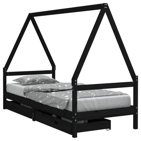 Vidaxl kinderbedframe 80x200 cm massief grenenhout zwart