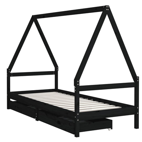 Vidaxl kinderbedframe 80x200 cm massief grenenhout zwart