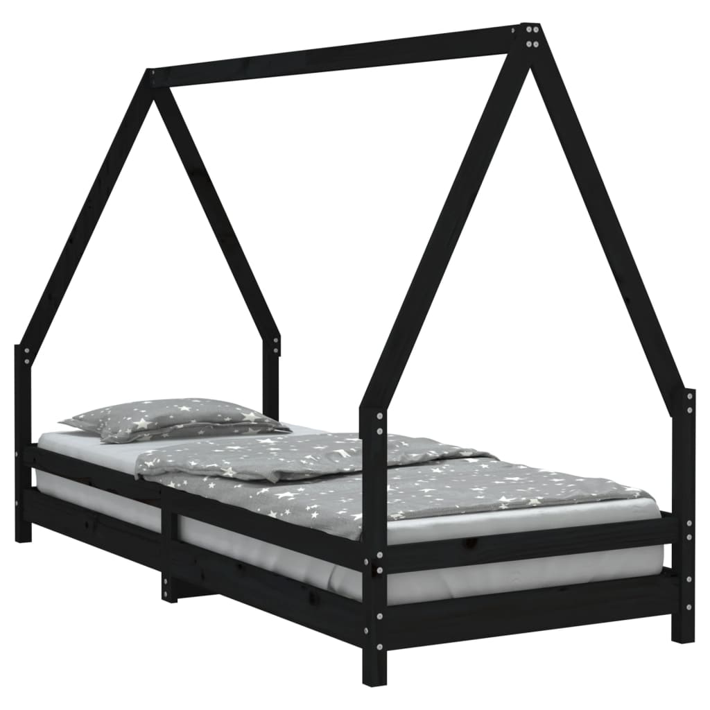 Vidaxl kinderbedframe 80x200 cm massief grenenhout zwart