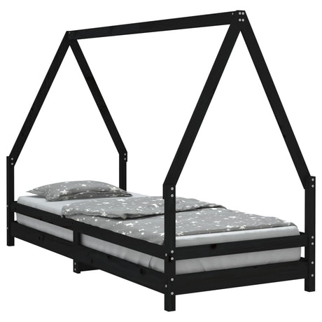 Vidaxl kinderbedframe 80x200 cm massief grenenhout zwart