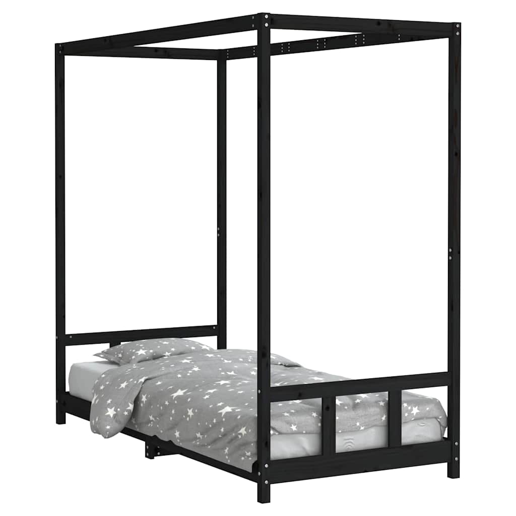 Vidaxl kinderbedframe 90x200 cm massief grenenhout zwart