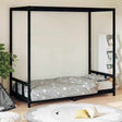 Vidaxl kinderbedframe 90x200 cm massief grenenhout zwart