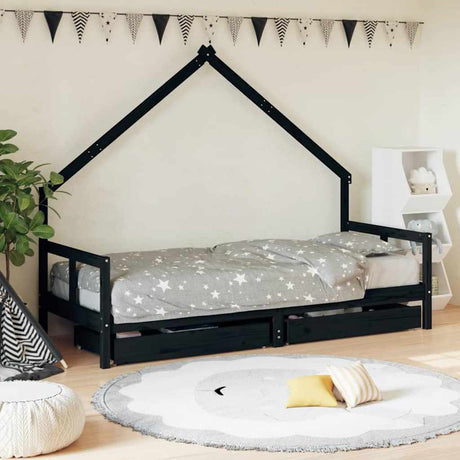 Vidaxl kinderbedframe 80x200 cm massief grenenhout zwart