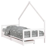 Vidaxl kinderbedframe met lades 90x200 cm massief grenenhout wit