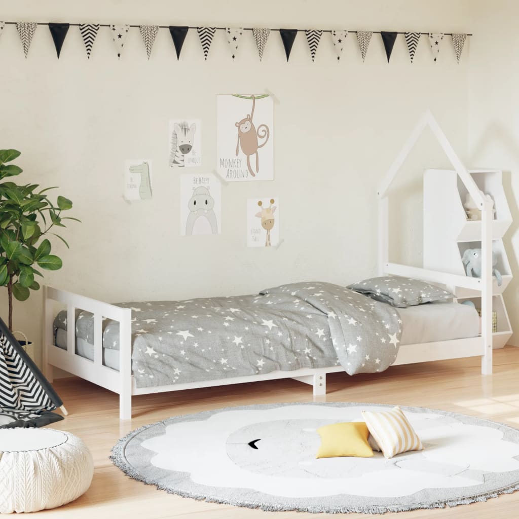 Vidaxl kinderbedframe 90x200 cm massief grenenhout wit