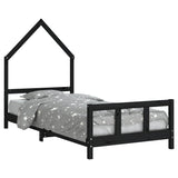 Vidaxl kinderbedframe 90x200 cm massief grenenhout zwart