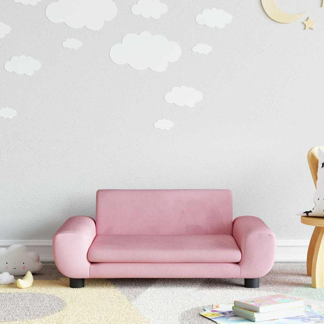 Vidaxl kinderbank 70x45x33 cm fluweel roze