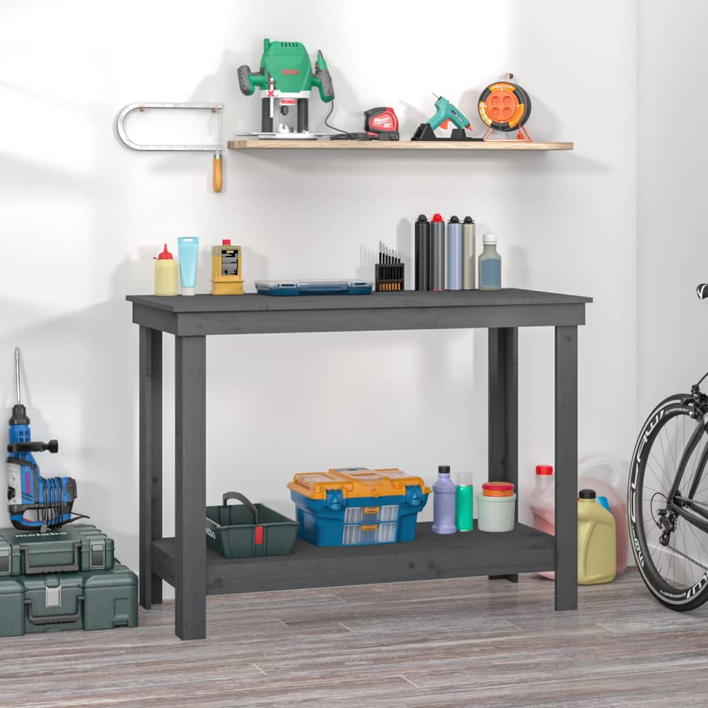 Vidaxl Workbench 110x50x80 cm stałego sosny szarości