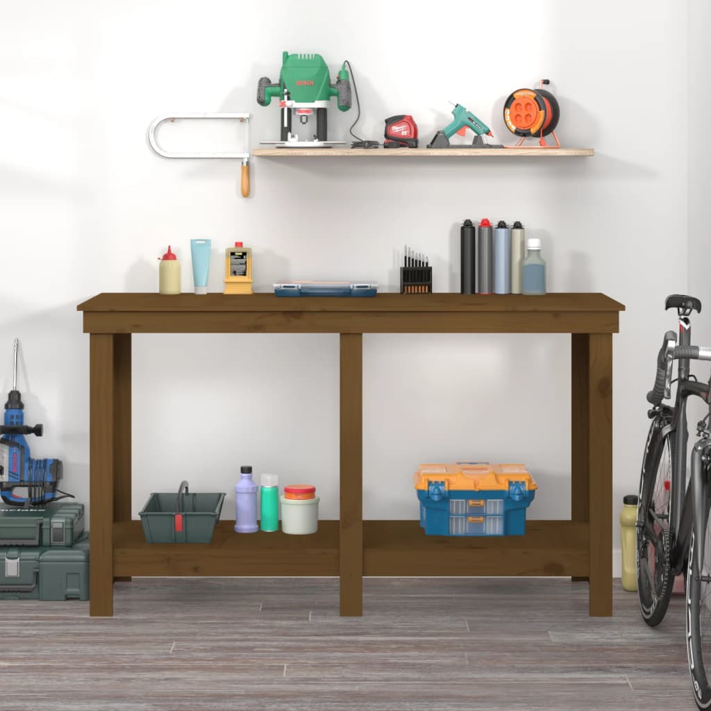 Vidaxl Workbench 140x50x80 cm stałego sosny miód brązowy