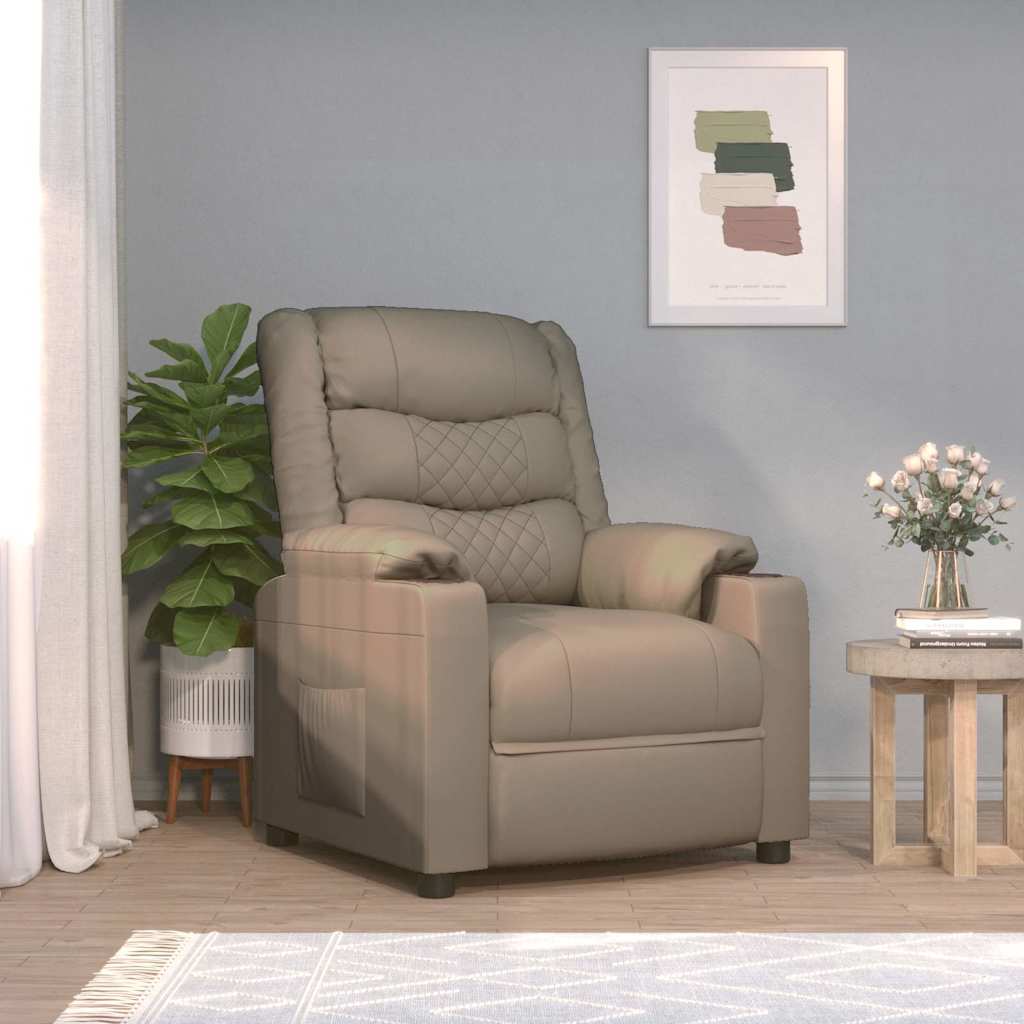 Vidaxl fauteuil verstelbaar elektrisch kunstleer cappuccinokleurig