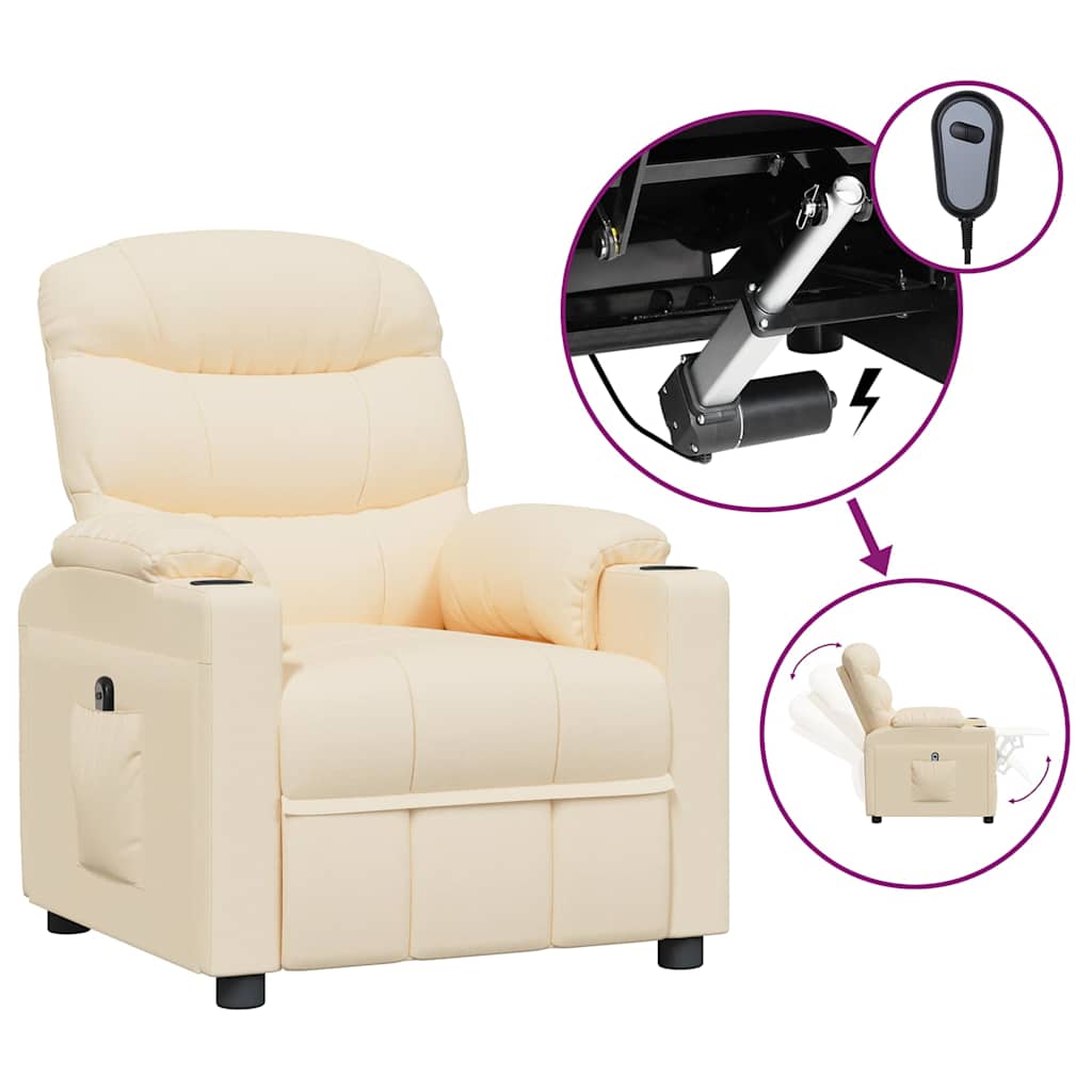 Vidaxl fauteuil verstelbaar elektrisch stof crèmekleurig
