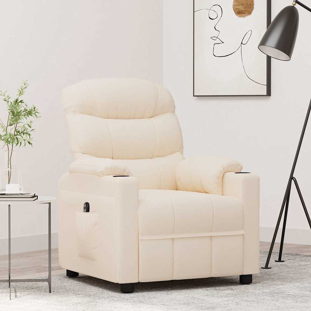 Vidaxl fauteuil verstelbaar elektrisch stof crèmekleurig