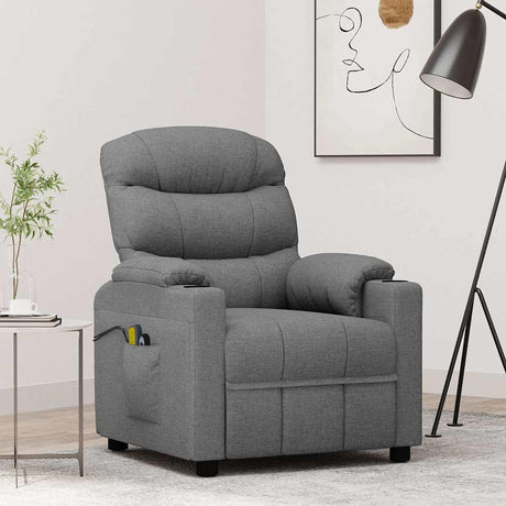 Vidaxl massagestoel elektrisch stof lichtgrijs