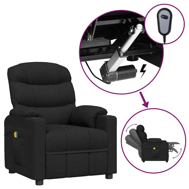 Vidaxl massagestoel elektrisch stof zwart