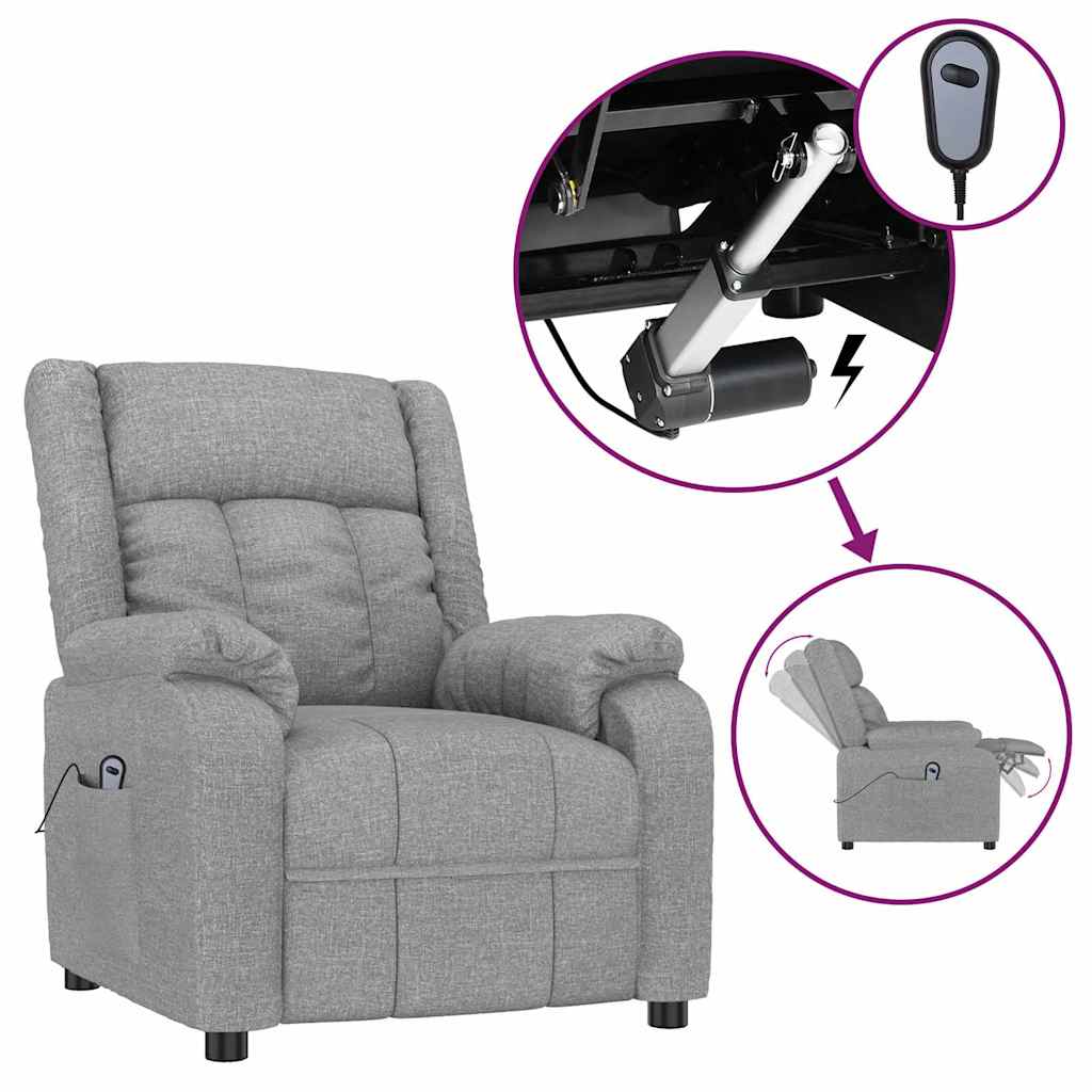 Vidaxl fauteuil elektrisch verstelbaar stof lichtgrijs