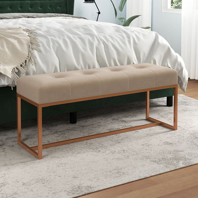 Vidaxl bankje 110x36x45 cm fluweel beige