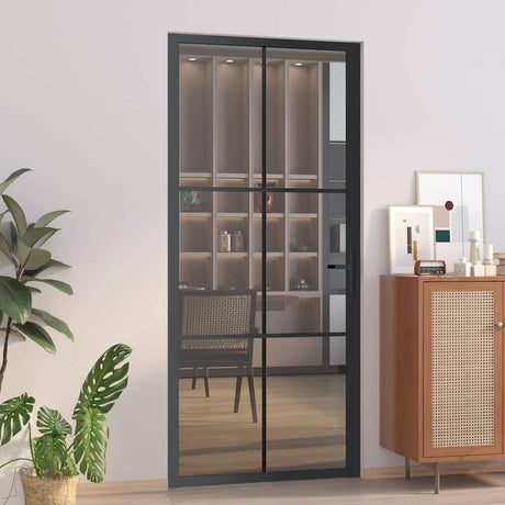 Drzwi wewnętrzne Vidaxx 93x201,5 cm szkło ESG i aluminium czarne