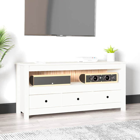 Vidaxl tv-meubel 114x35x52 cm massief grenenhout wit
