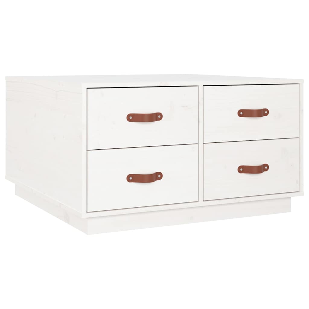 Vidaxl salontafel 80x80x45 cm massief grenenhout wit