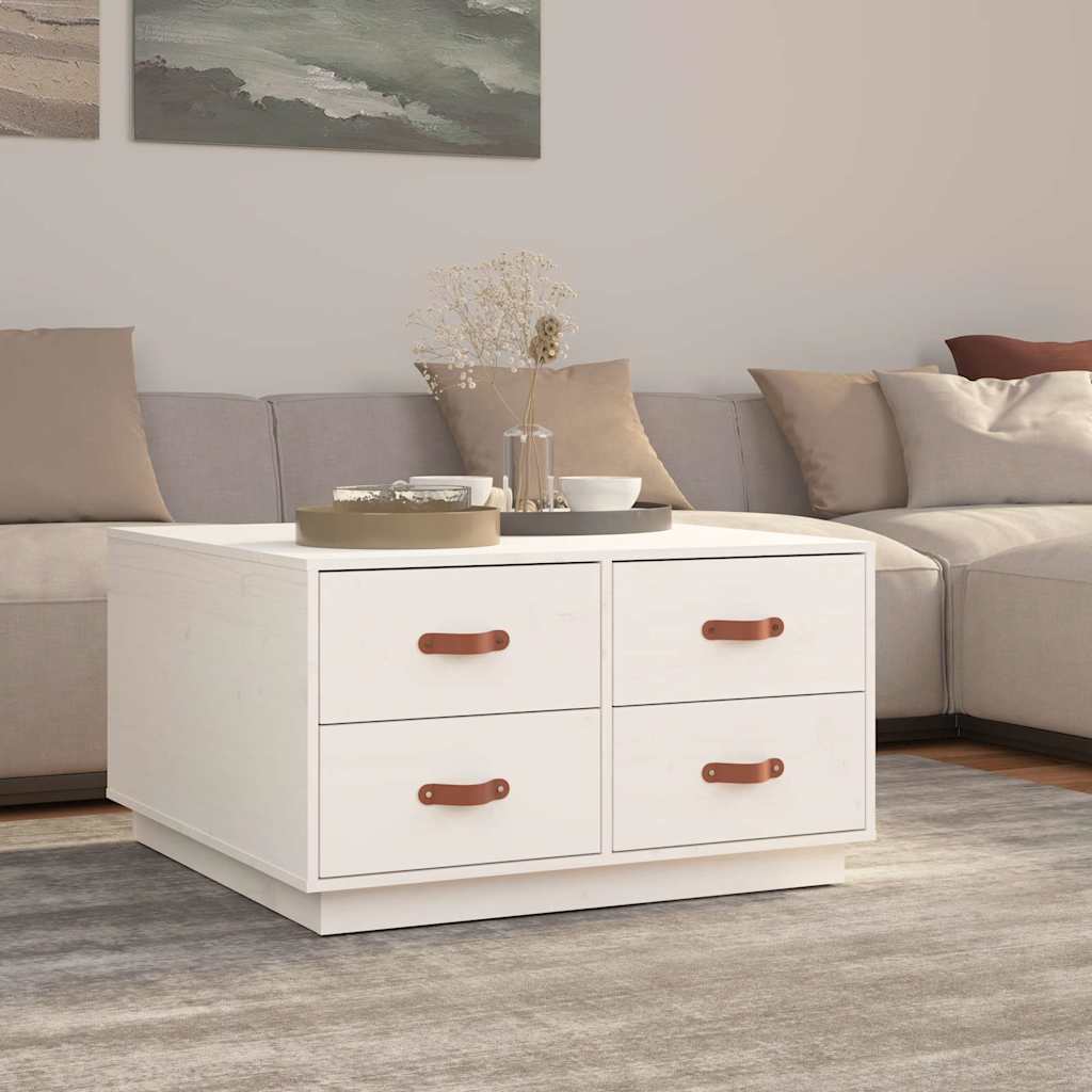 Vidaxl salontafel 80x80x45 cm massief grenenhout wit