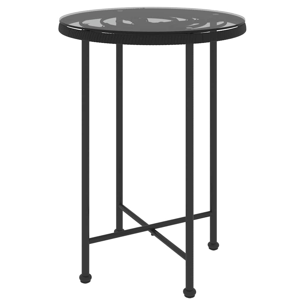 Vidaxl eettafel ø55 cm gehard glas en staal zwart