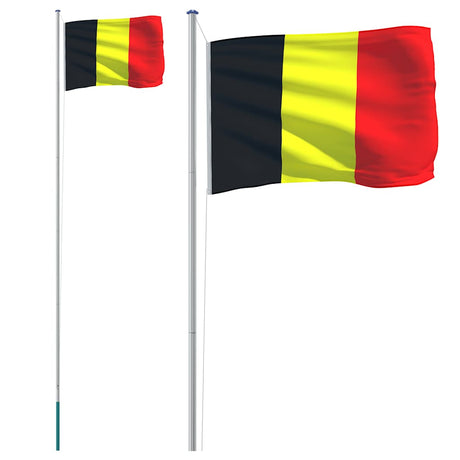 Flaga Vidaxl z masztem Belgia 6,08 m aluminium
