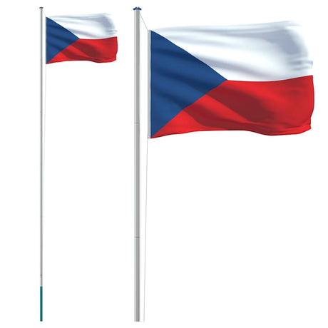 Flaga Vidaxl z masztem Czechy 6,08 m aluminium