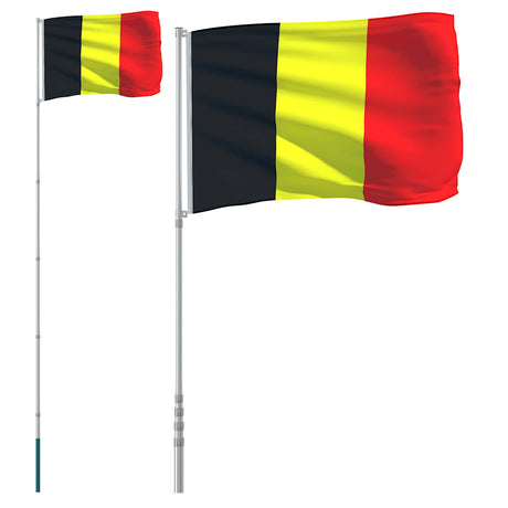 Flaga Vidaxl z masztem Belgia 5,5 m aluminium