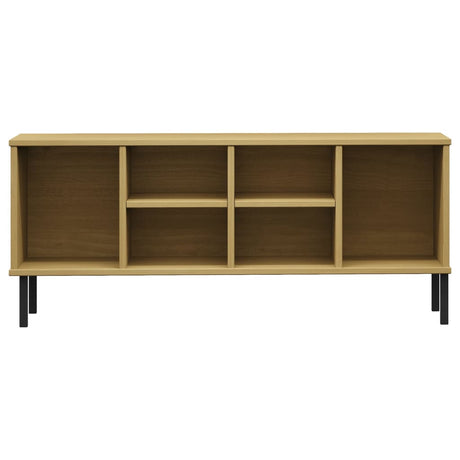Stojak na buty VidaXL z metalowymi nogami Oslo 106x35x45cm drewno sosnowe, brązowy