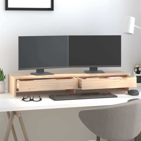 Stojak na monitor Vidaxxl 100x27x15 cm z litego drewna sosnowego