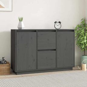 Vidaxl dressoir 111x34x75 cm massief grenenhout grijs