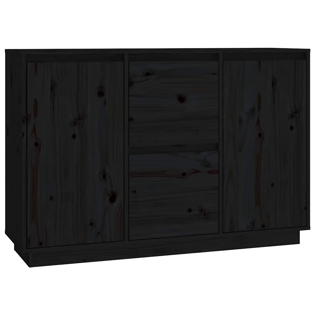 Vidaxl dressoir 111x34x75 cm massief grenenhout zwart