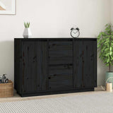 Vidaxl dressoir 111x34x75 cm massief grenenhout zwart