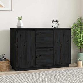Vidaxl dressoir 111x34x75 cm massief grenenhout zwart