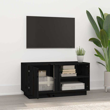 Vidaxl tv-meubel 80x35x40,5 cm massief grenenhout zwart