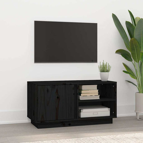 Vidaxl tv-meubel 80x35x40,5 cm massief grenenhout zwart