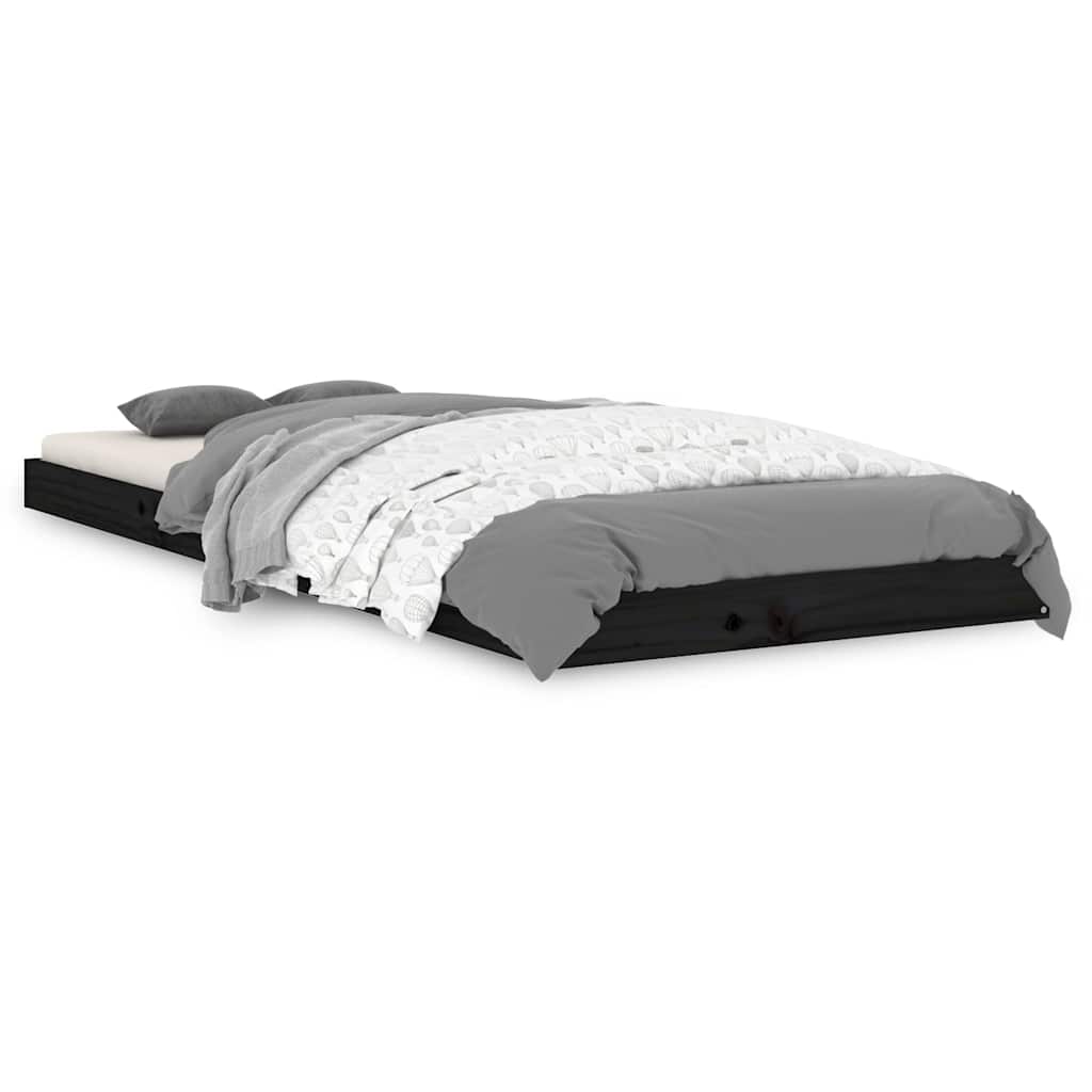 Vidaxl bedframe massief grenenhout zwart 75x190 cm