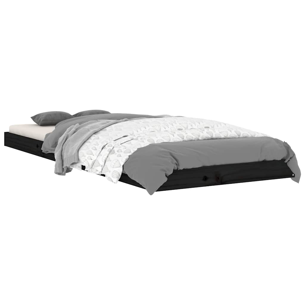 Vidaxl bedframe massief grenenhout zwart 75x190 cm