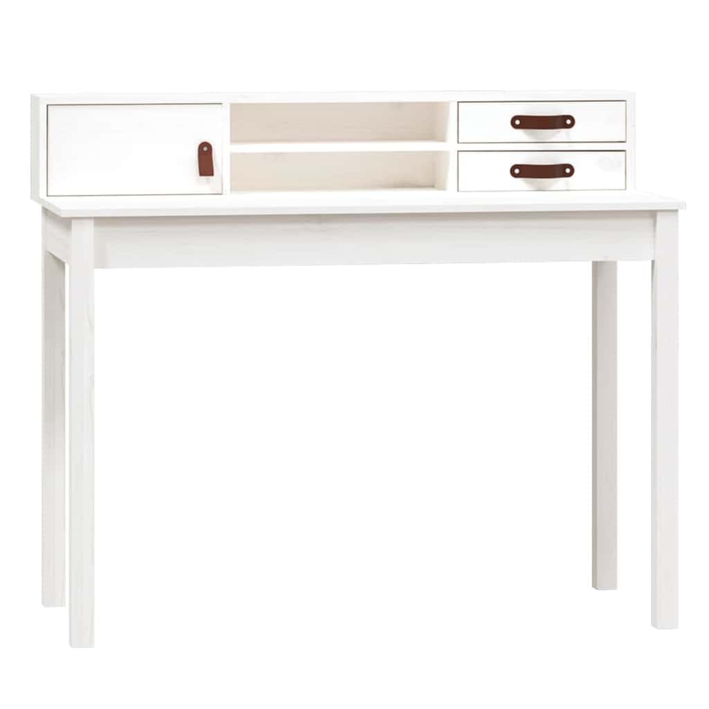 Vidaxl bureau 110x50x93 cm massief grenenhout wit