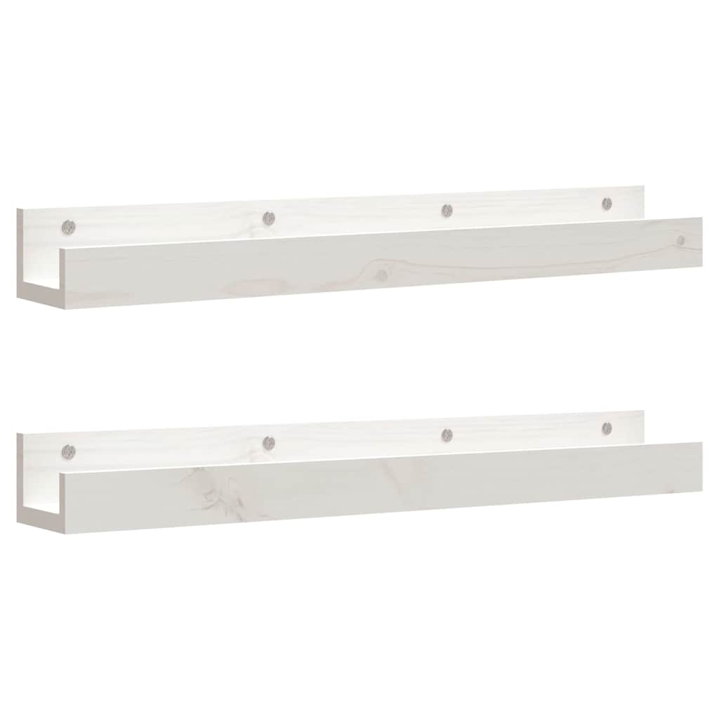 Vidaxl wandschappen 2 st 80x12x9 cm massief grenenhout wit