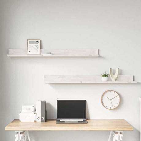 Vidaxl wandkasten 2 st 110x11x9 cm massief grenenhout wit