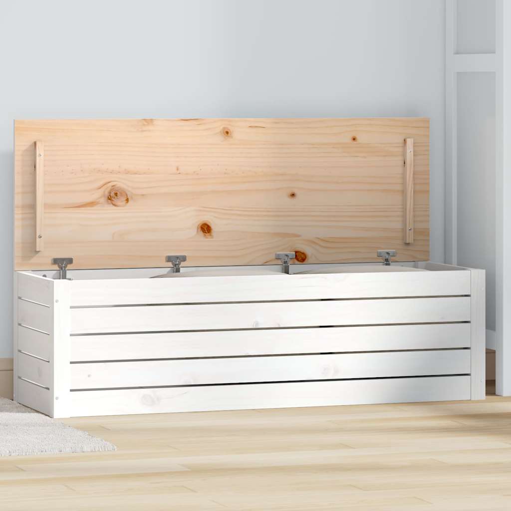 Vidaxl opbergbox wit 109x36,5x33 cm massief grenenhout