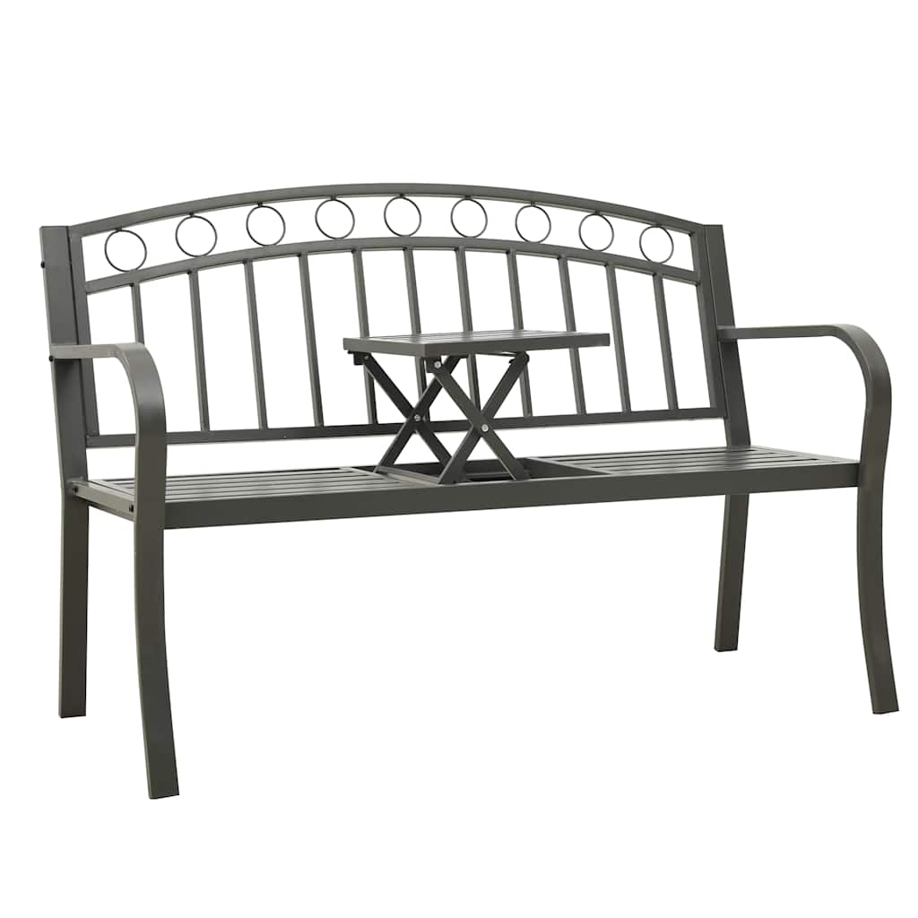 Vidaxl tuinbank met tafel 120 cm staal grijs