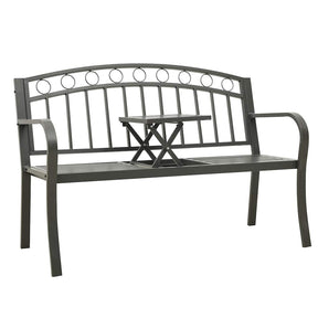 Vidaxl tuinbank met tafel 120 cm staal grijs