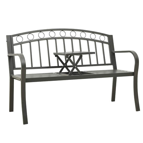 Vidaxl tuinbank met tafel 120 cm staal grijs