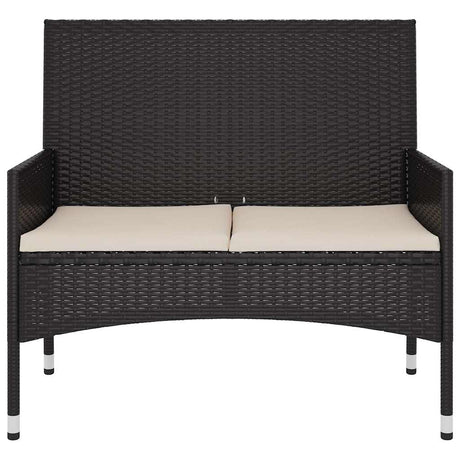 Vidaxl tuinbank 2-zits met kussens poly rattan zwart