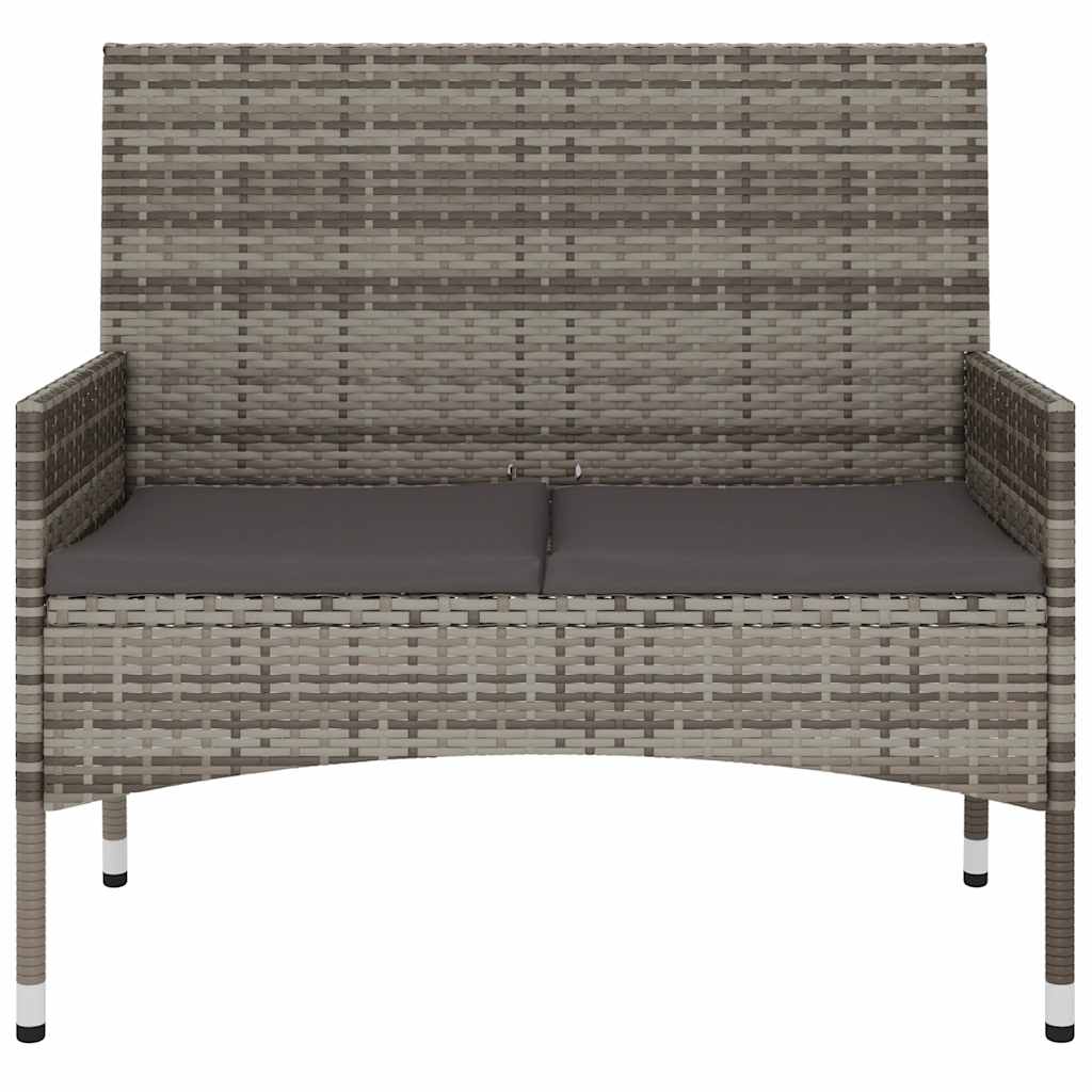 Vidaxl tuinbank 2-zits met kussens poly rattan grijs