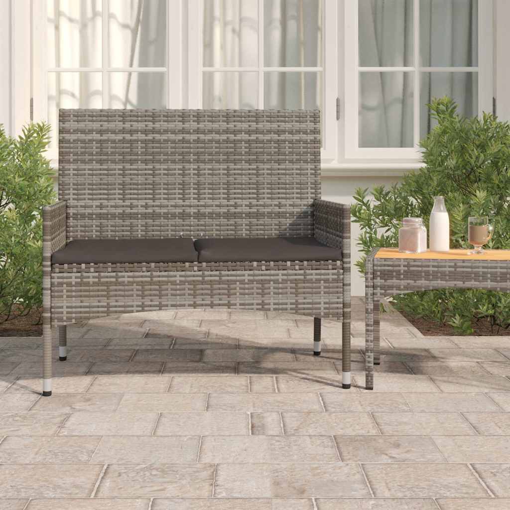 Vidaxl tuinbank 2-zits met kussens poly rattan grijs